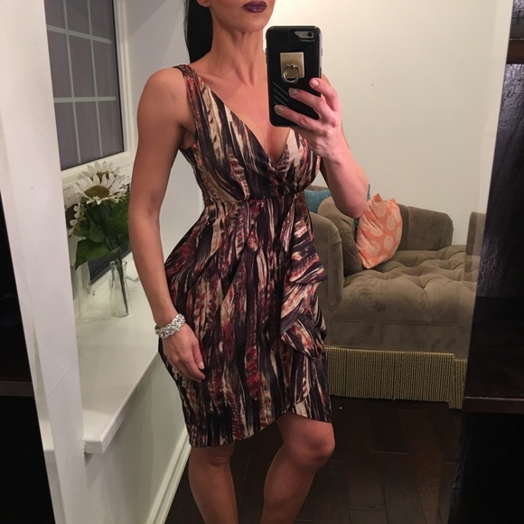 H&M multi color silky ruffle dress - Picture 3 of 8